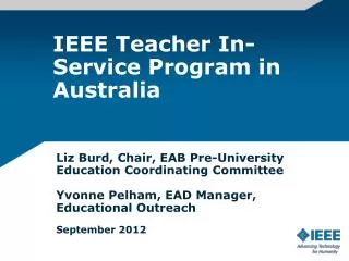 IEEE Teacher In-Service Program in Australia