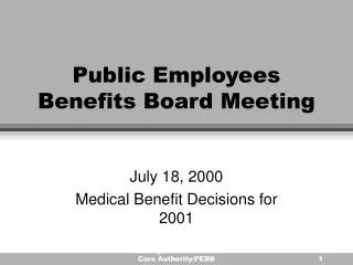 Public Employees Benefits Board Meeting