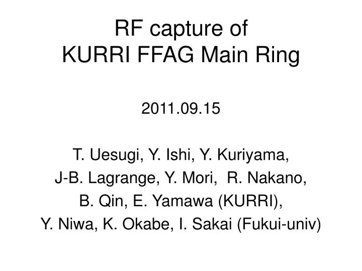 rf capture of kurri ffag main ring
