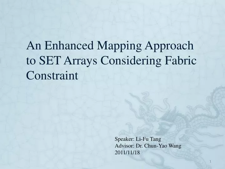 an enhanced mapping approach to set arrays considering fabric constraint