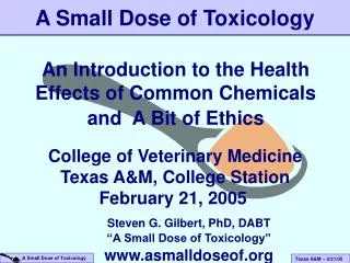 A Small Dose of Toxicology