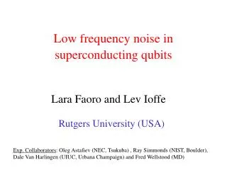 Low frequency noise in superconducting qubits