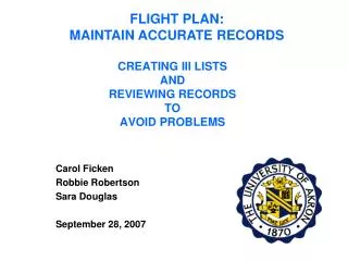CREATING III LISTS AND REVIEWING RECORDS TO AVOID PROBLEMS