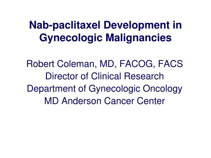 nab paclitaxel development in gynecologic malignancies