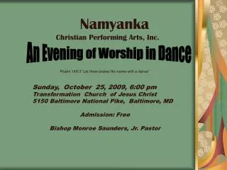 Namyanka Christian Performing Arts, Inc.