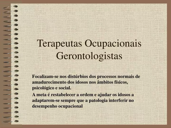 terapeutas ocupacionais gerontologistas