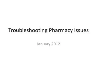 Troubleshooting Pharmacy Issues