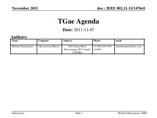 tgae agenda