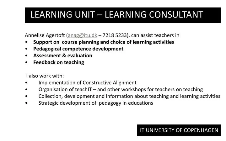 learning unit learning consultant