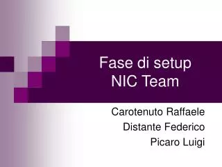 fase di setup nic team