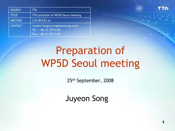 preparation of wp5d seoul meeting 25 th september 2008