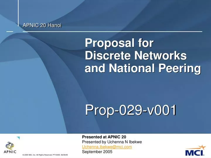proposal for discrete networks and national peering