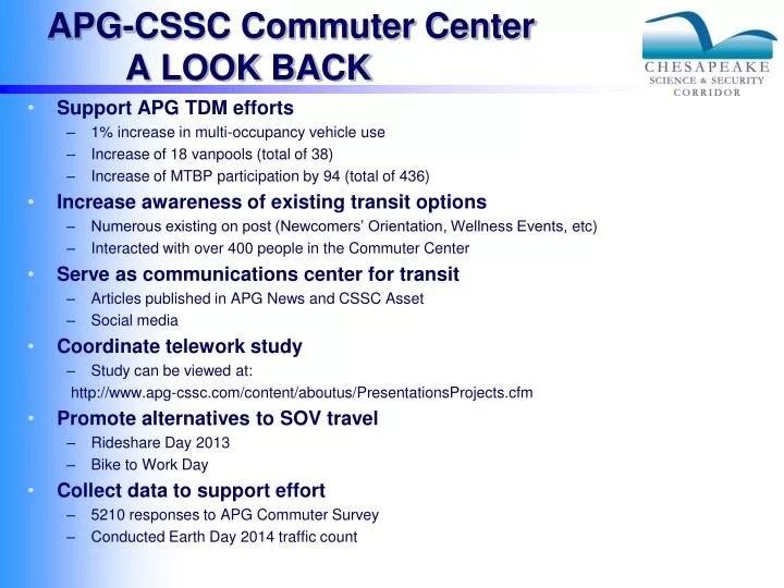 apg cssc commuter center a look back