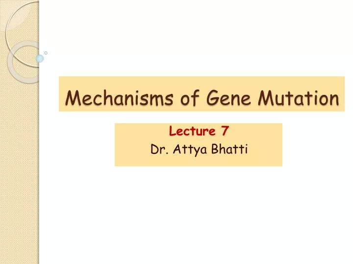 mechanisms of gene mutation