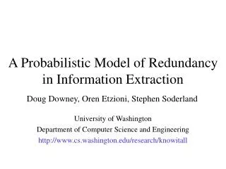 A Probabilistic Model of Redundancy in Information Extraction