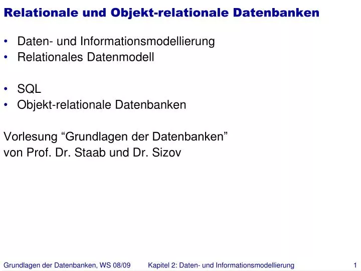 relationale und objekt relationale datenbanken