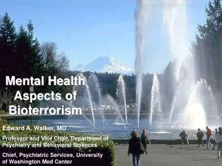 Mental Health Aspects of Bioterrorism