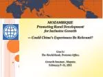 Promoting Rural Development in Mozambique: Lessons from China's Experience - slide 1