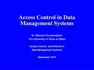 Access Control in Data Management Systems