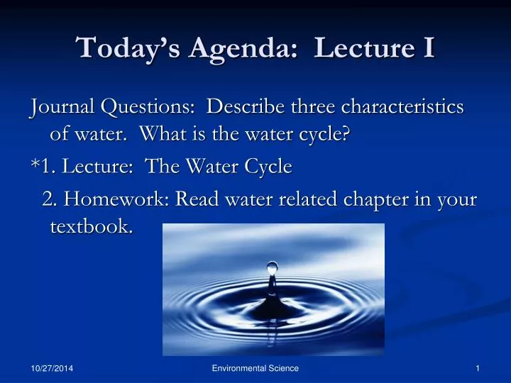 today s agenda lecture i