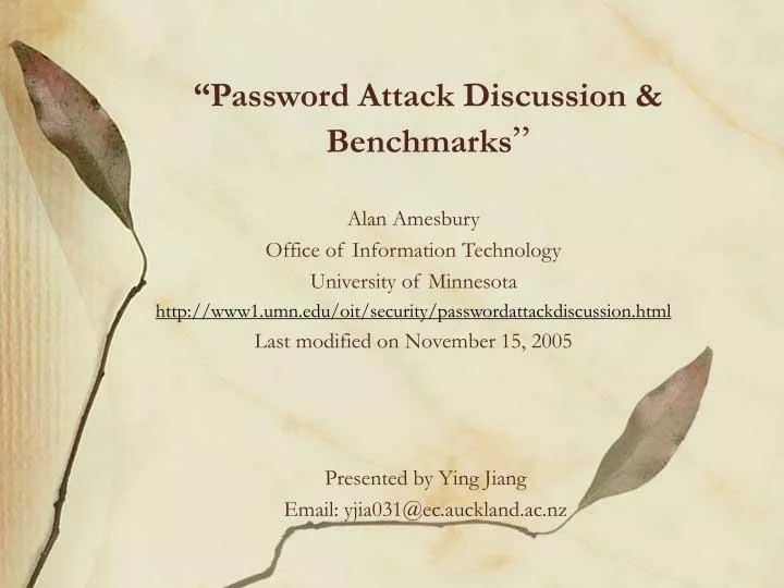 password attack discussion benchmarks