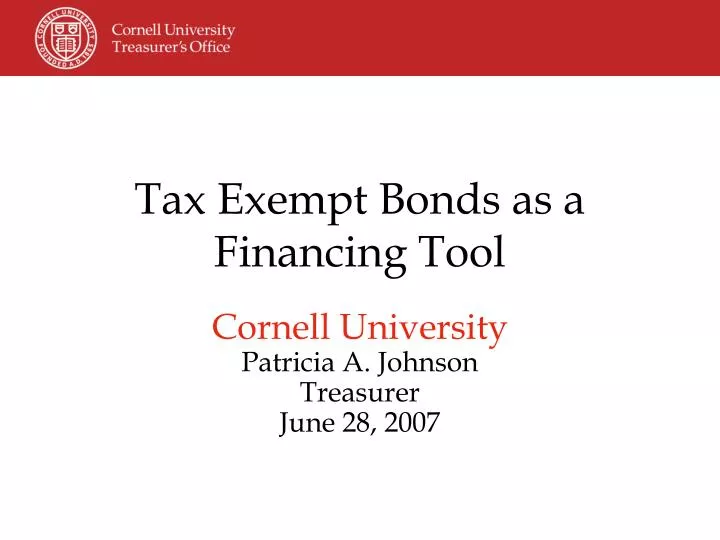 tax exempt bonds as a financing tool