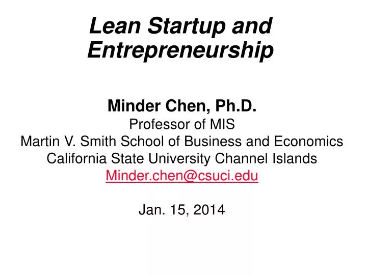 lean startup and entrepreneurship