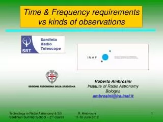 Time &amp; Frequency requirements vs kinds of observations