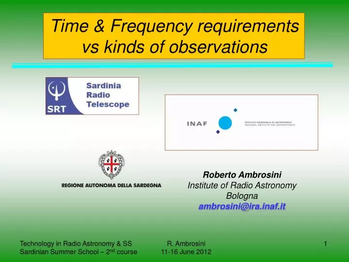 time frequency requirements vs kinds of observations