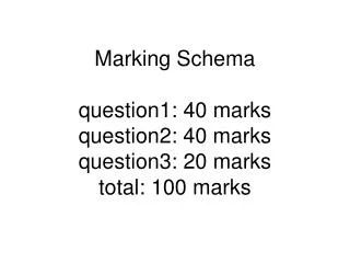 Marking Schema question1: 40 marks question2: 40 marks question3: 20 marks total: 100 marks