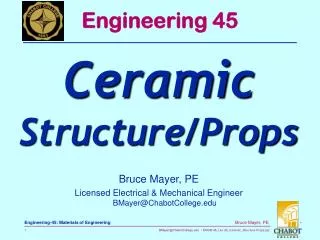 Bruce Mayer, PE Licensed Electrical &amp; Mechanical Engineer BMayer@ChabotCollege