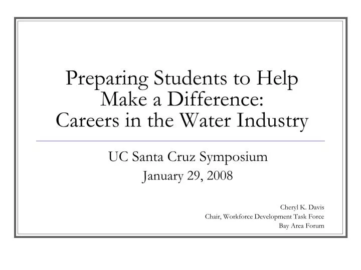 preparing students to help make a difference careers in the water industry
