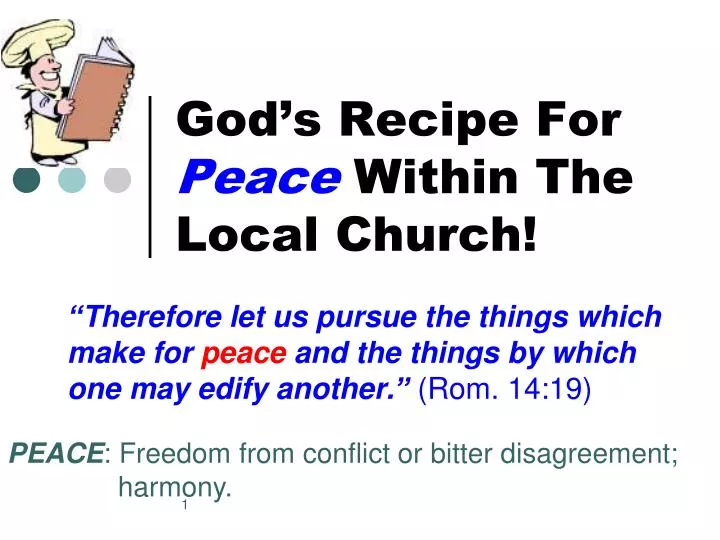 god s recipe for peace within the local church