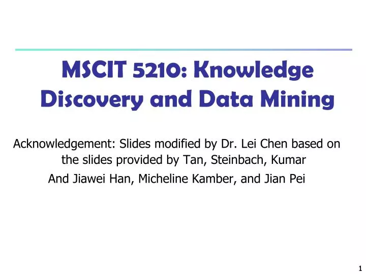 mscit 5210 knowledge discovery and data mining
