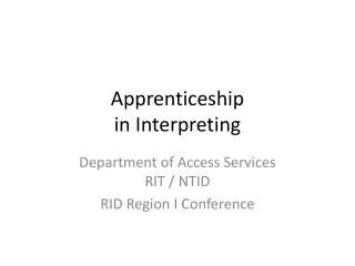 Apprenticeship in Interpreting