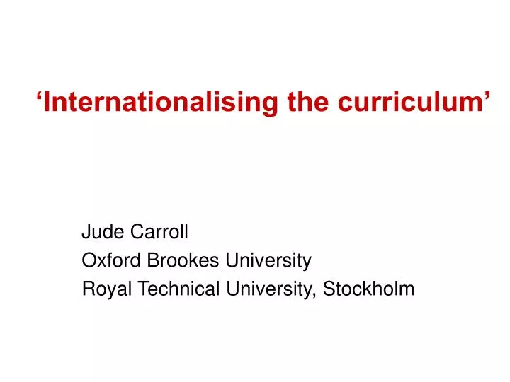 internationalising the curriculum