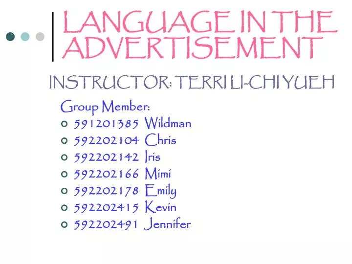 language in the advertisement