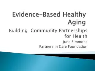 evidence based healthy aging