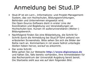 anmeldung bei stud ip