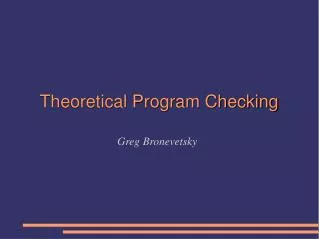 Theoretical Program Checking