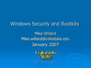 Windows Security and Rootkits