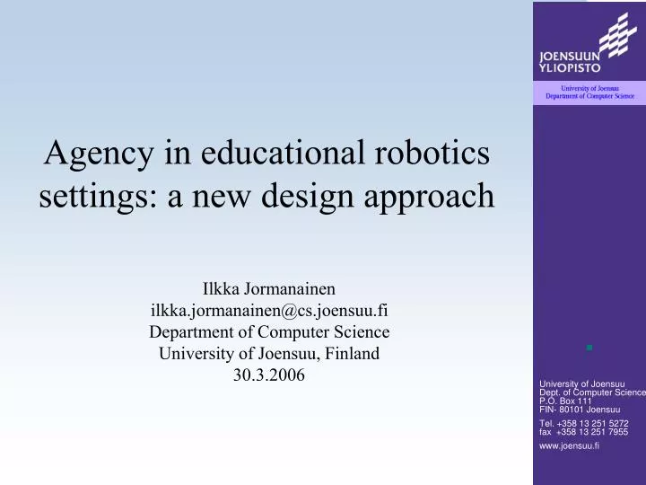 agency in educational robotics settings a new design approach