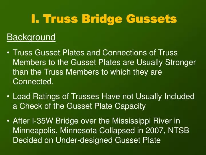 i truss bridge gussets