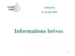 informations br ves