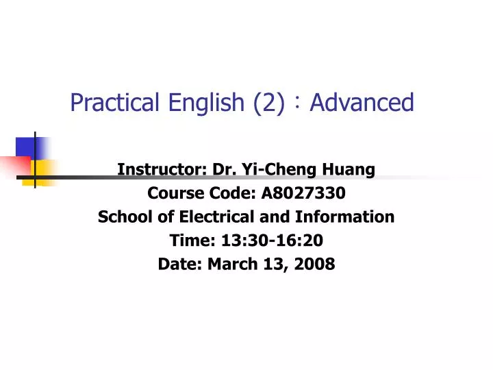 practical english 2 advanced