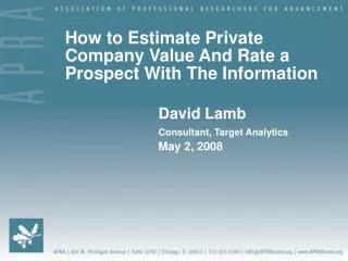 How to Estimate Private Company Value And Rate a Prospect With The Information