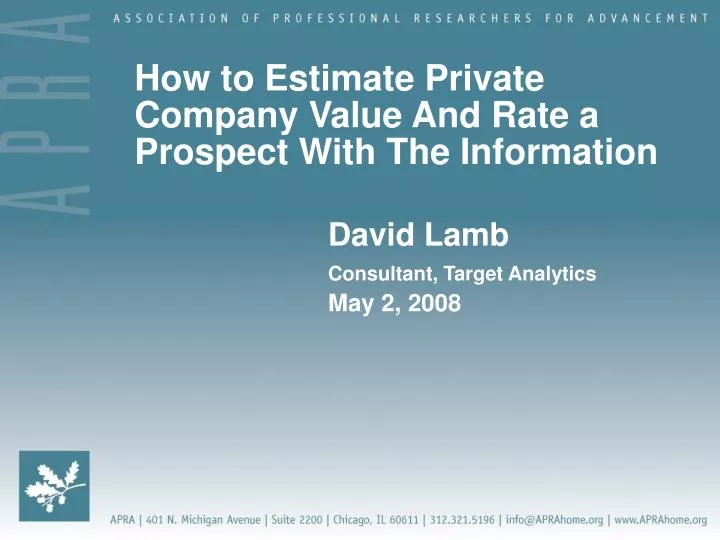 how to estimate private company value and rate a prospect with the information
