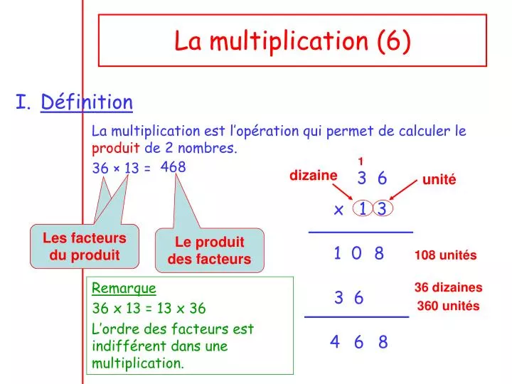 la multiplication 6