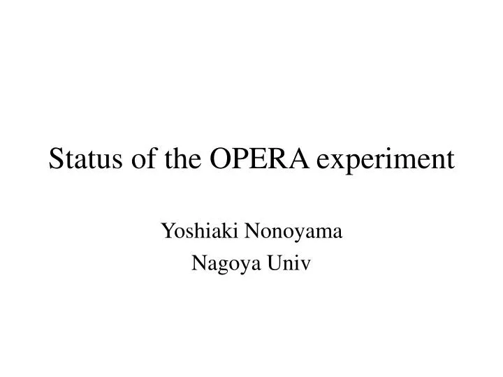 status of the opera experiment