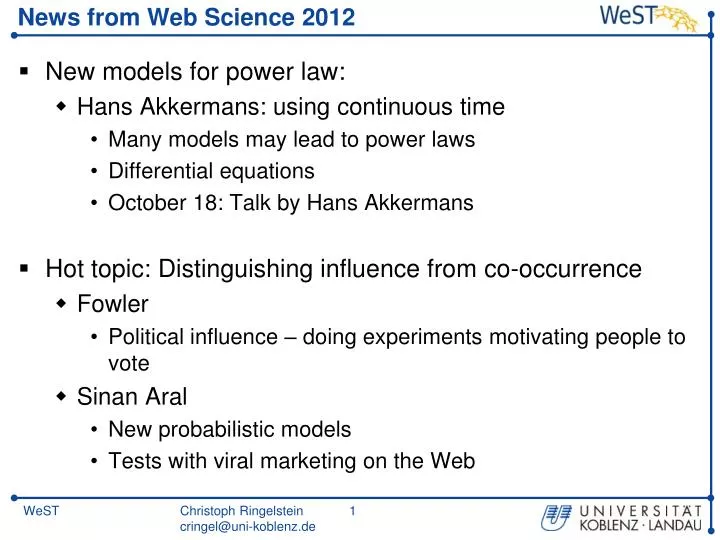 news from web science 2012